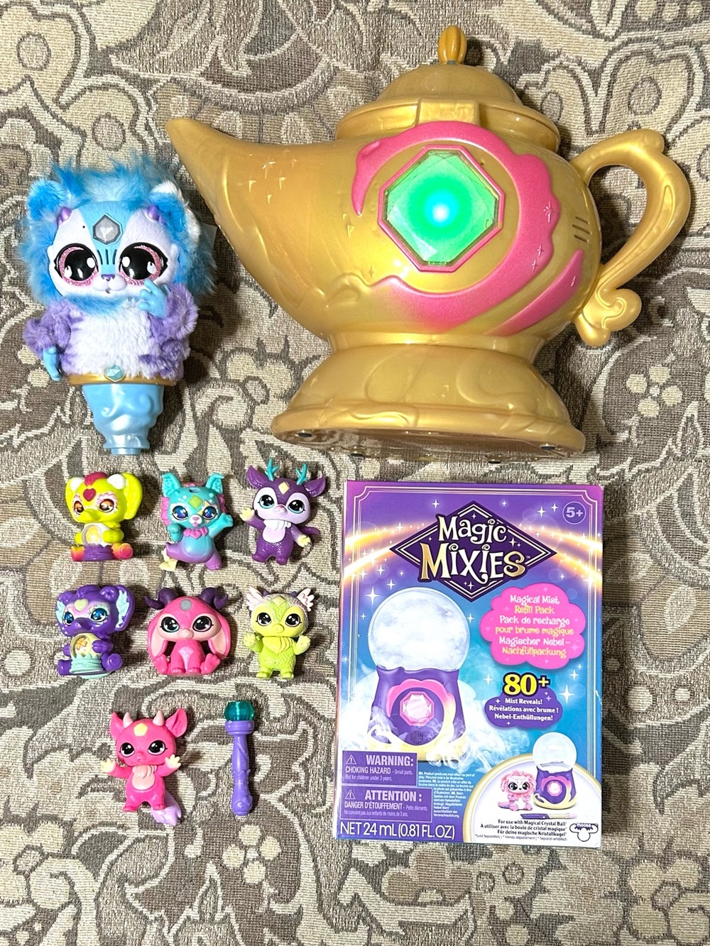 Magic Mixies Lot: 7 Mixlings, Genie Lamp, Plush Genie, Magical Mist Refill Pack